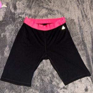 Cute comfy biker shorts with stretchy material and pink waist ring